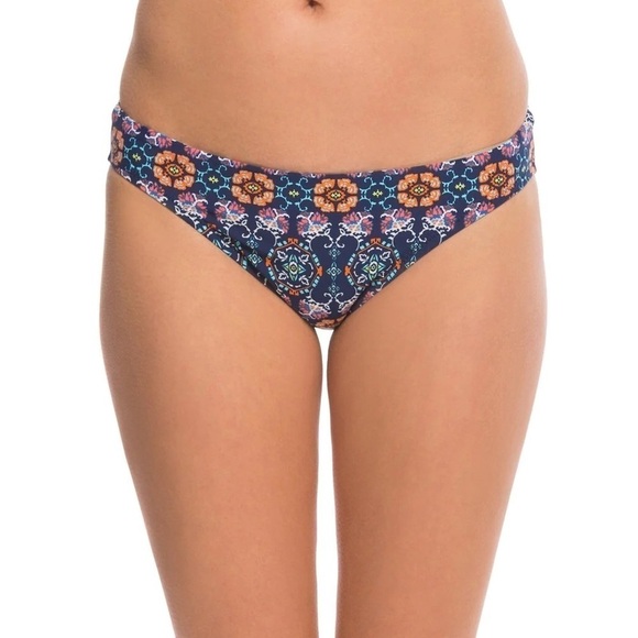 Helen Jon Grace Bay Classic Hipster Bikini Sz M Navy Floral Swimsuit Beach Boho - Picture 4 of 8